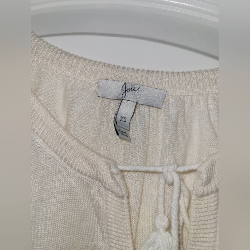 Joie Cream Linen Tunic Top With Tie Strings - image 5